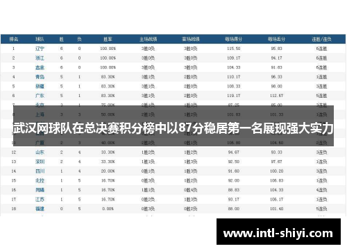 武汉网球队在总决赛积分榜中以87分稳居第一名展现强大实力